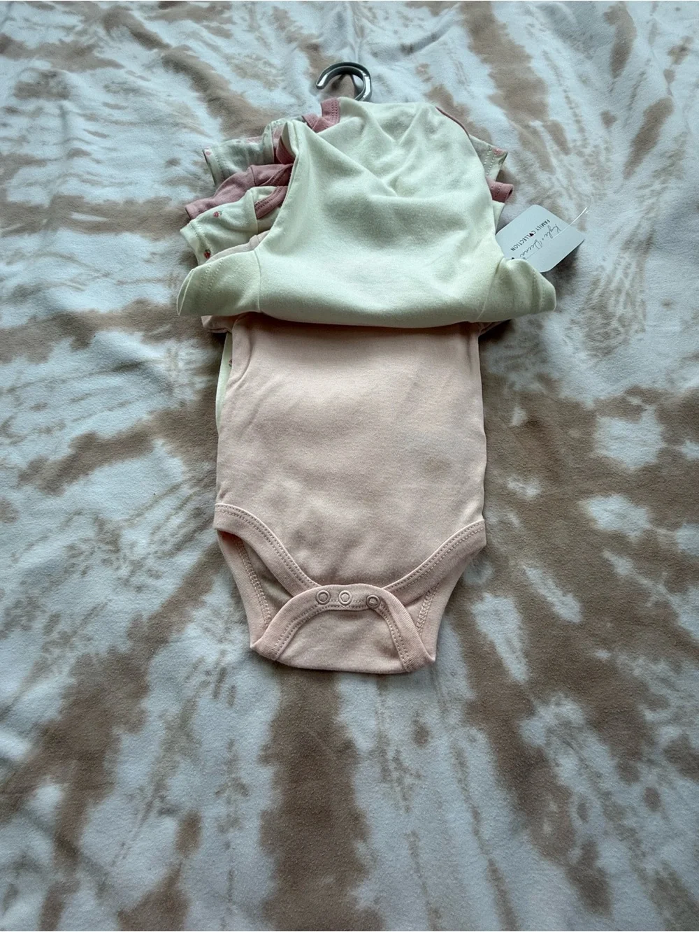 Baby Girls Pink & Cream Floral Bodysuit Set - 5 Pack 0-3M